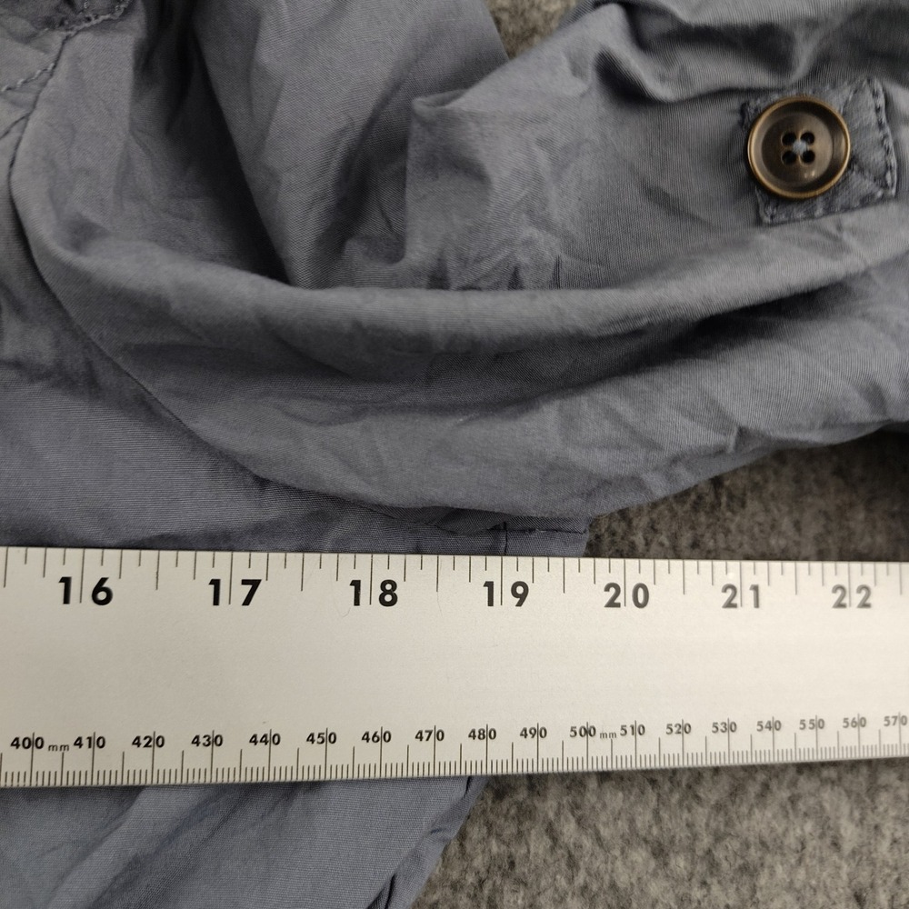 Ann Taylor Loft Utility Jacket Blue Gray Ruffle Collar Drawstring Waist Medium - Picture 2 of 6